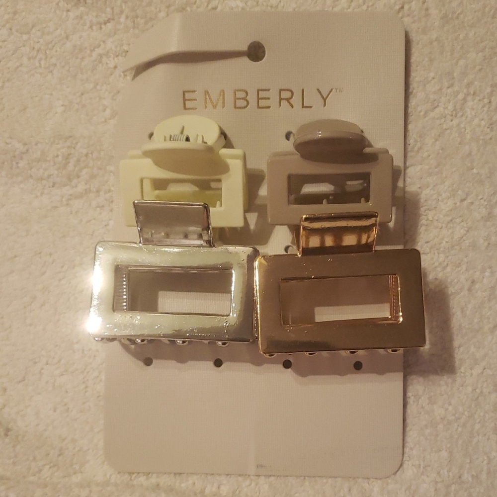 EMBERLY Rectangle Plastic Hair Clips - NWT